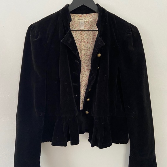 American Rag Jackets & Blazers - Adorable Black Velvet Jacket - Military Boho Chic